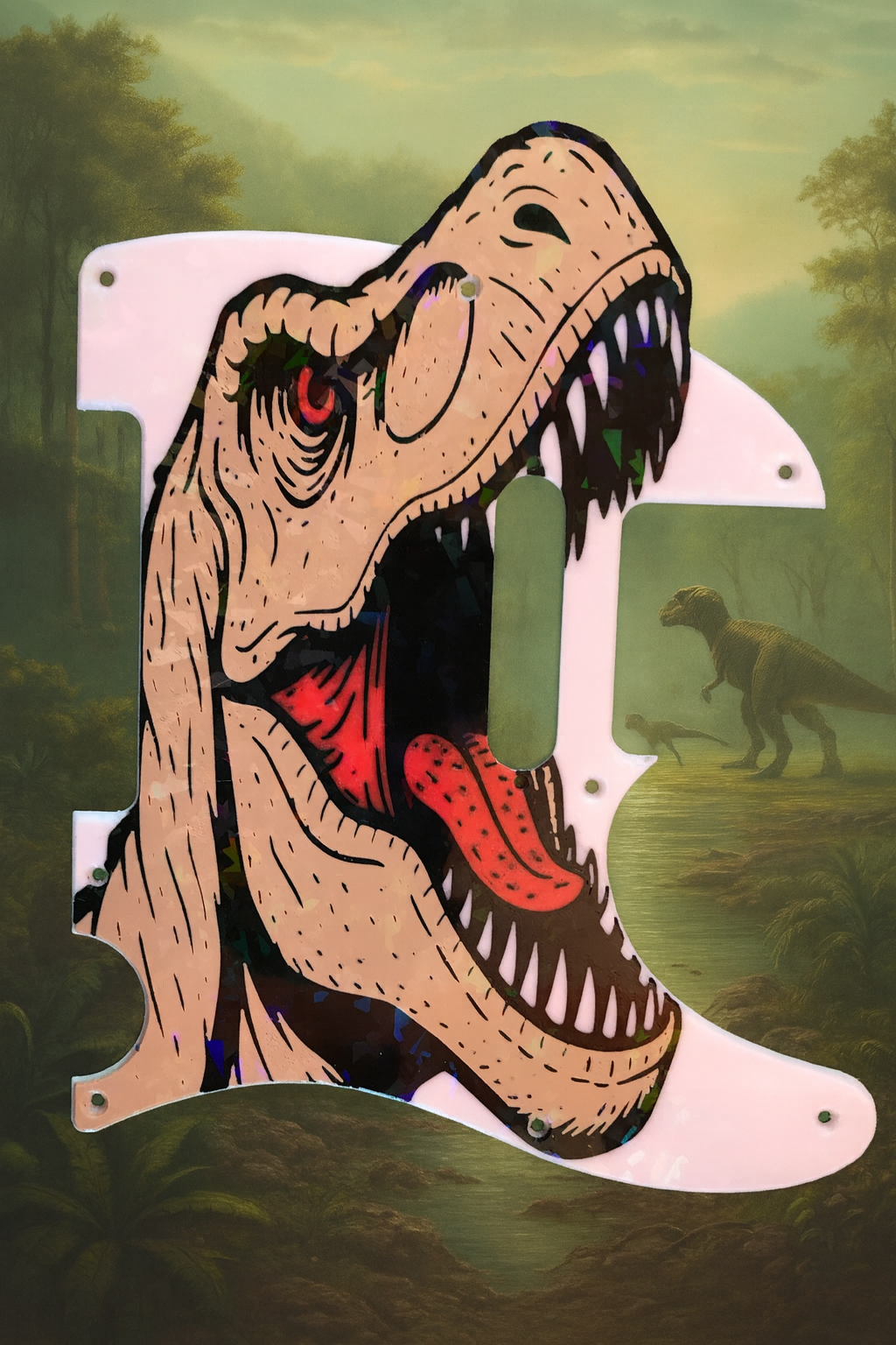 tyrannosaure pickguard Telecaster seul jurassique Pickguard Telecaster Tyrannosaure décoratif en PETG